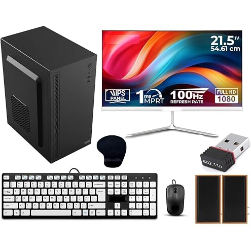 KRYNORCXY Desktop Computer PC Set | Core i5 Processor | 16GB RAM | 512GB SSD | HD Graphics 2000 | RGB 4 Fan Cabinet | 19 Inch LED Monitor | RGB Keyboard Mouse | WiFi | Windows 10 Pro