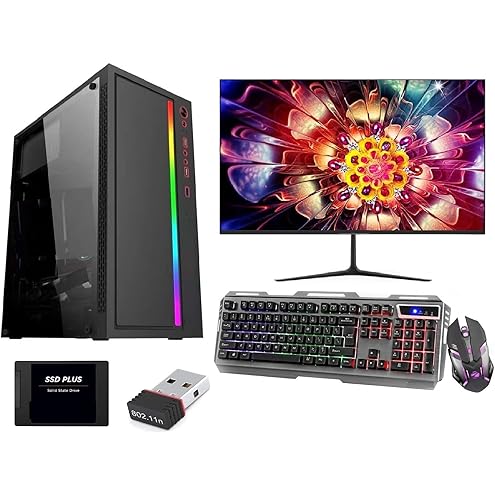KRYNORCXY Desktop Computer PC Set | Core i5 Processor | 16GB RAM | 512GB SSD | HD Graphics 2000 | RGB 4 Fan Cabinet | 19 Inch LED Monitor | RGB Keyboard Mouse | WiFi | Windows 10 Pro