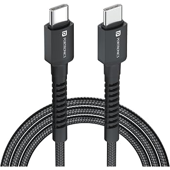 Portronics Konnect View 100W Type C to Type C Cable with LED Display with 5A Max Output, Fast Data Sync, 2M Length, Tangle Resistance supports Laptop Charging(Black)