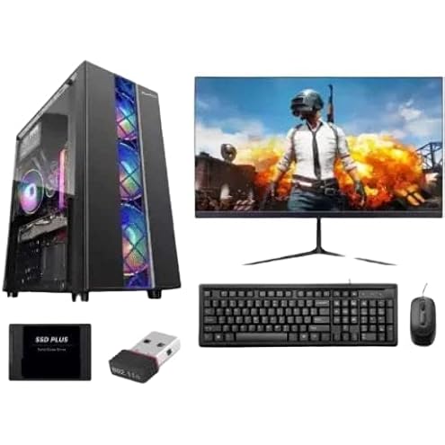 KRYNORCXY Desktop Computer PC Set | Core i5 Processor | 16GB RAM | 512GB SSD | HD Graphics 2000 | RGB 4 Fan Cabinet | 19 Inch LED Monitor | RGB Keyboard Mouse | WiFi | Windows 10 Pro