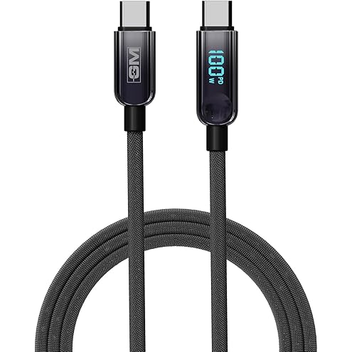 Portronics Konnect View 100W Type C to Type C Cable with LED Display with 5A Max Output, Fast Data Sync, 2M Length, Tangle Resistance supports Laptop Charging(Black)