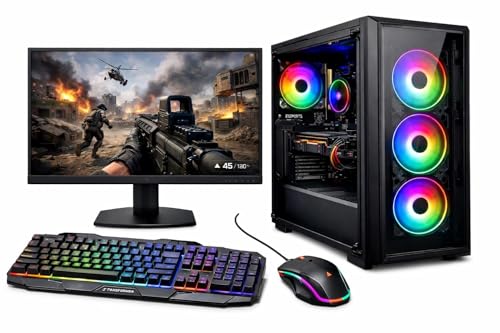 KRYNORCXY Desktop Computer PC Set | Core i5 Processor | 16GB RAM | 512GB SSD | HD Graphics 2000 | RGB 4 Fan Cabinet | 19 Inch LED Monitor | RGB Keyboard Mouse | WiFi | Windows 10 Pro