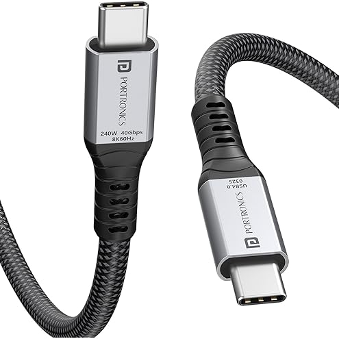 Portronics Konnect View 100W Type C to Type C Cable with LED Display with 5A Max Output, Fast Data Sync, 2M Length, Tangle Resistance supports Laptop Charging(Black)