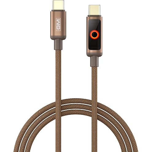 Portronics Konnect View 100W Type C to Type C Cable with LED Display with 5A Max Output, Fast Data Sync, 2M Length, Tangle Resistance supports Laptop Charging(Black)